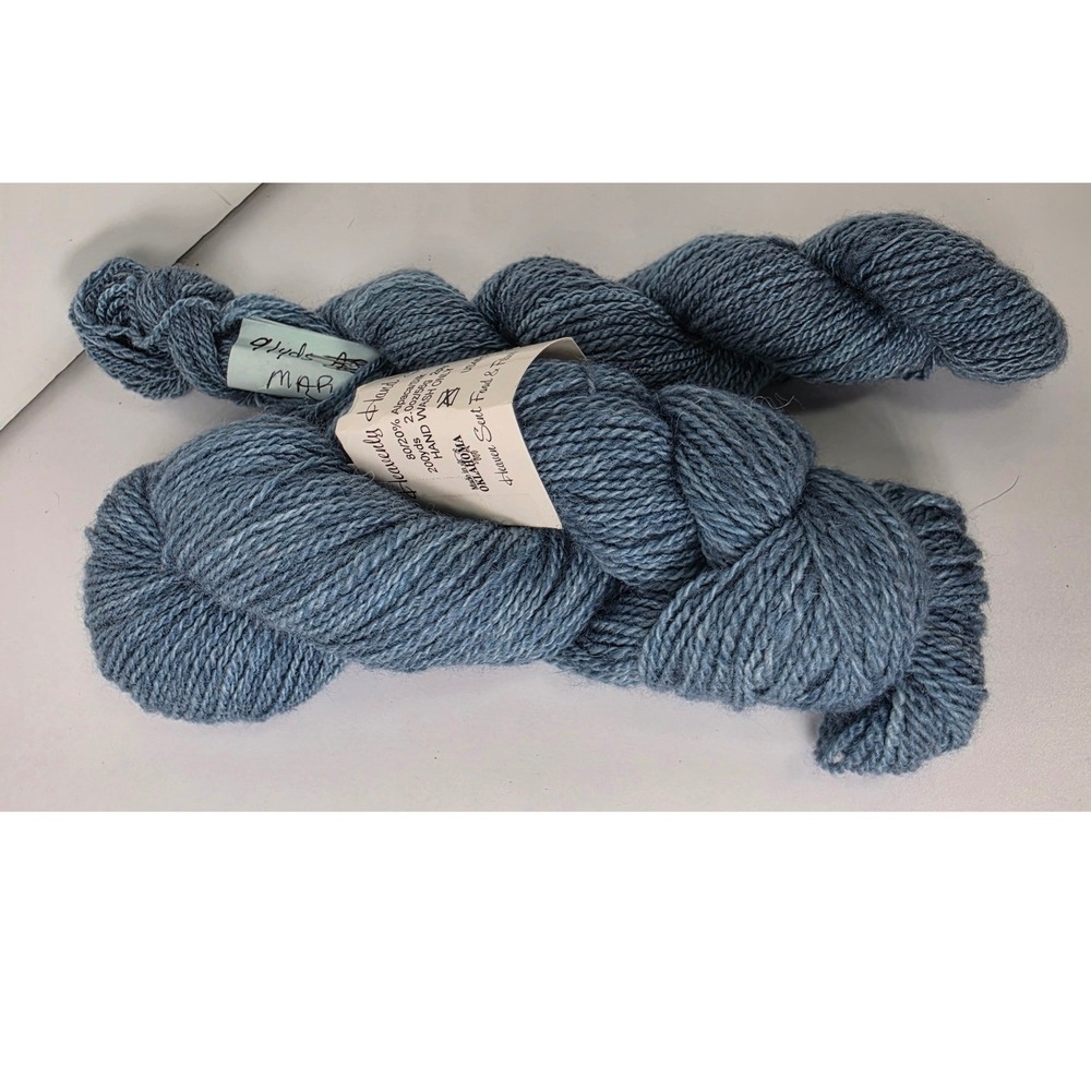 Heaven Scent Food & Fiber 80/20 Alpaca Silk Hand Spun Yarn 2 Skeins Blue 2.8 oz